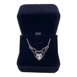 Imitation Diamond CZ Cubic Zirconia Gemstone Angel Wings Heart Necklace
